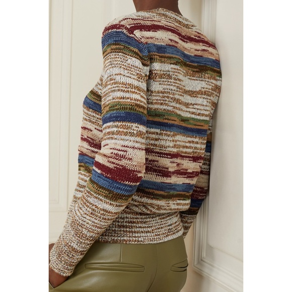Veronica Beard Sohani Metallic Space-Dyed Cotton Sweater Size XS Shoulder Button - Picture 4 of 12